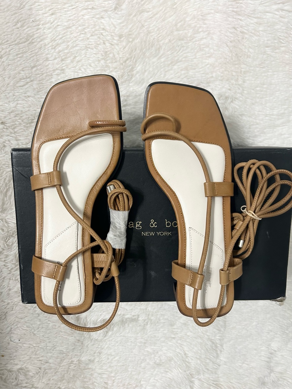 Rag & Bone Cindy Tie Strappy Square-Toe Lace-Up Sandals - Picture 4 of 11